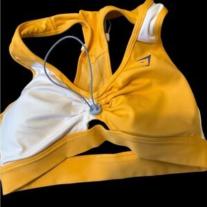 Gymshark Yellow And White Size Small Sports Bra